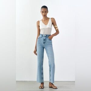 Zara High Rise Straight Leg Jeans; New With Tags